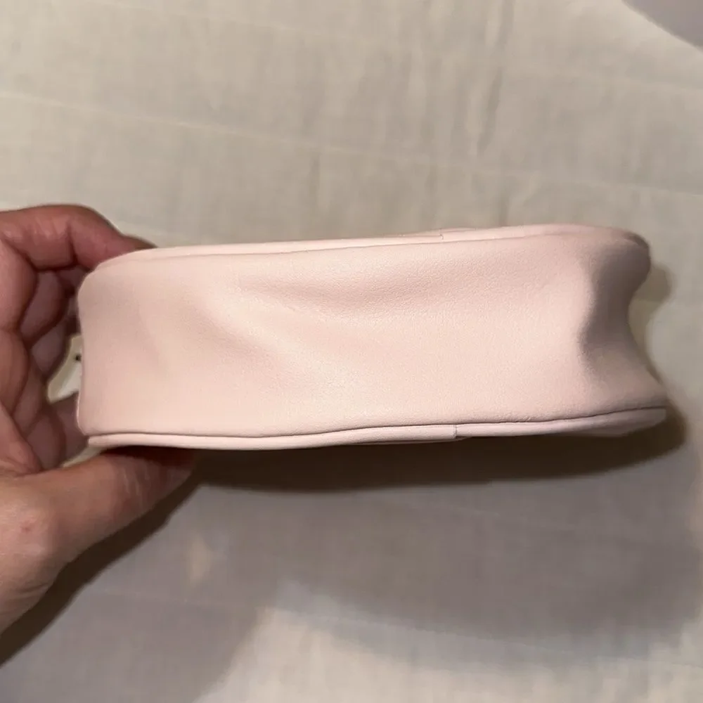 RL Cosmetics Blush Pink Faux Leather Circular Zip Make up Cosmetic Travel Bag